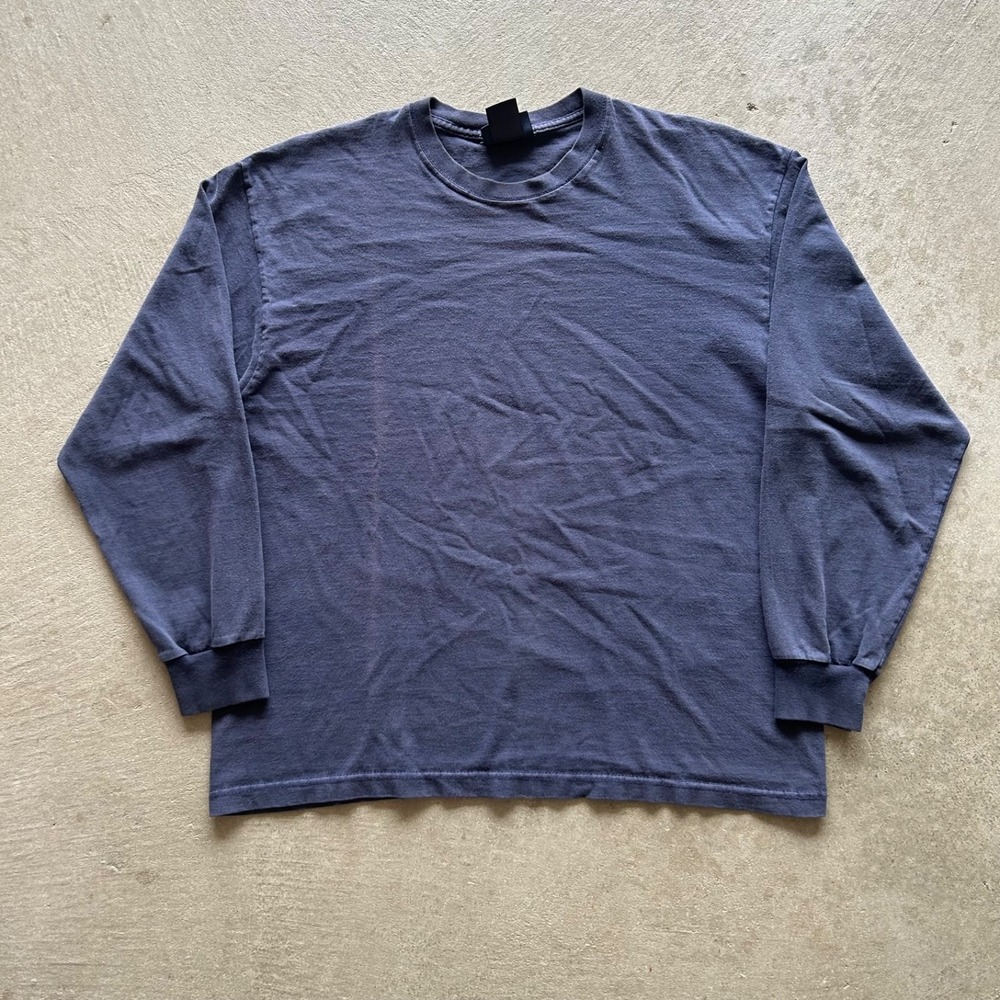 Vintage 90s Puritan Blank Long Sleeve Shirt Size Large Navy Blue Cotton Crewneck